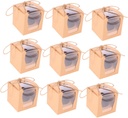 10Pcs Cupcake Packing Boxes with Window Sturdy Food Grade Cardboard Cake Carrier Easy Assembly Dessert Packaging for Parties Birthdays