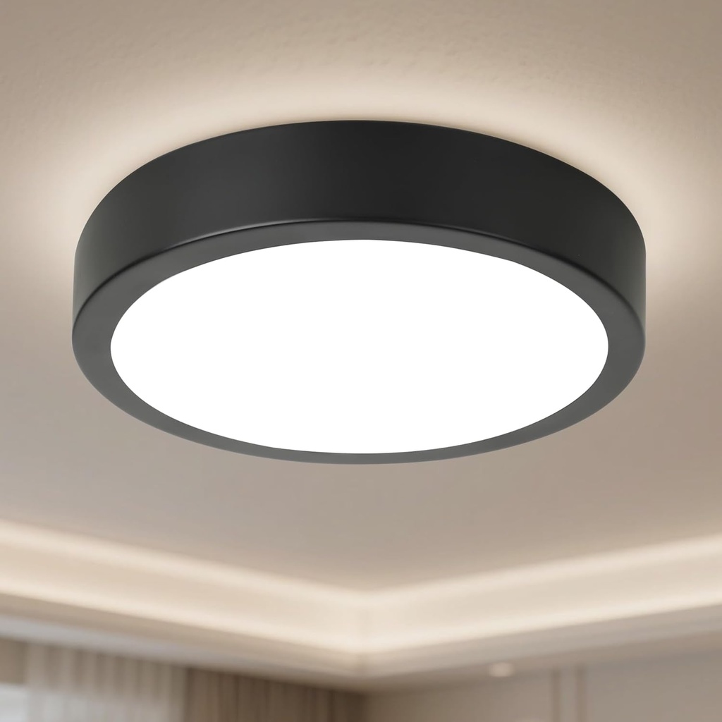 11" LED Flush Mount Ceiling Light, Black Modern Ceiling Light Fixture with 5CCT 2700K-5000K, Dimmable LED Light Fixtures Ceiling Mount for Kitchen Bathroom Bedroom Hallway
