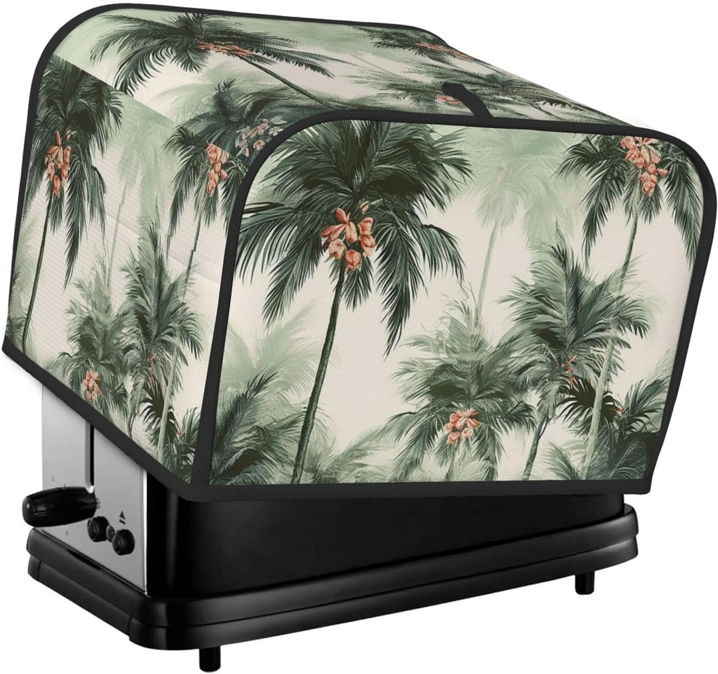 4 Slice Toaster Cover with Two Pockets for Storing knife Super Soft Appliance Cover Tropical Palm Trees Dust Cover for Kitchen Small Oven Cover Kitchen Bread Machine Protector Cover