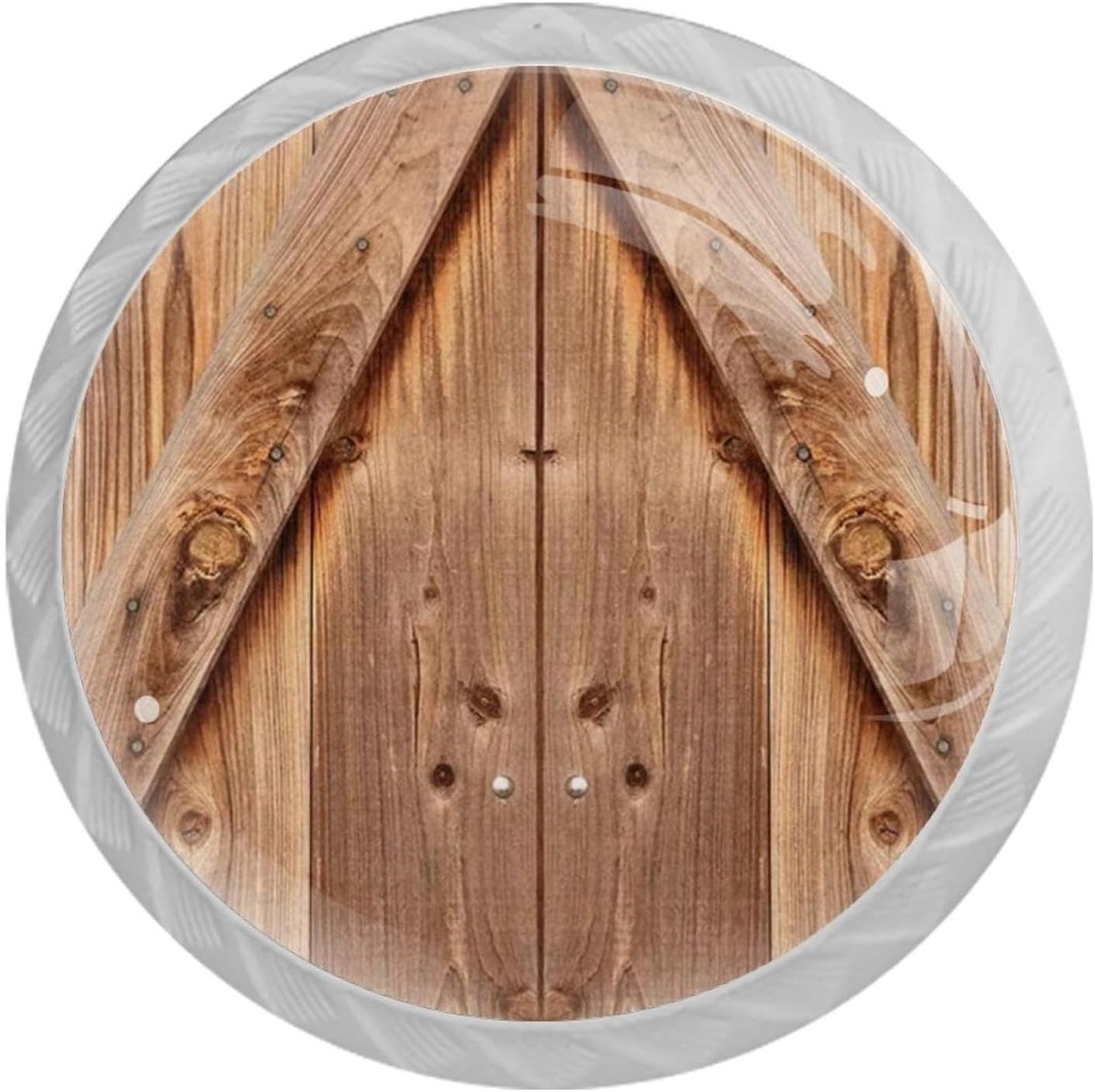 Farmhouse Retro Tan Wood Doo 4 Pcs White Glass Drawer Knobs Dresser Knobs Pulls Door Knobs Handles for Kitchen Wardrobe Cupboard Hardware Furniture