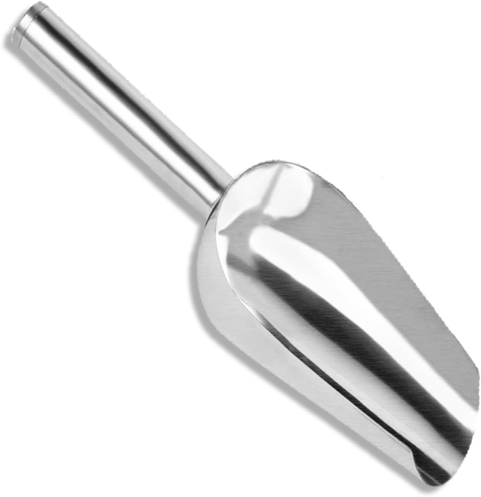 Metal Ice Scoop 6oz /12oz Stainless Steel Silver Kitchen Ice Scooper for Food Scoops for Bar Party Wedding Pet Dog Food Freezer Dishwasher Safe (12oz)