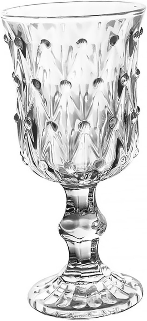 Vintage Relief Glass Goblet Elegant Stem-Cup for Red Wine for Parties and Celebrations European Style