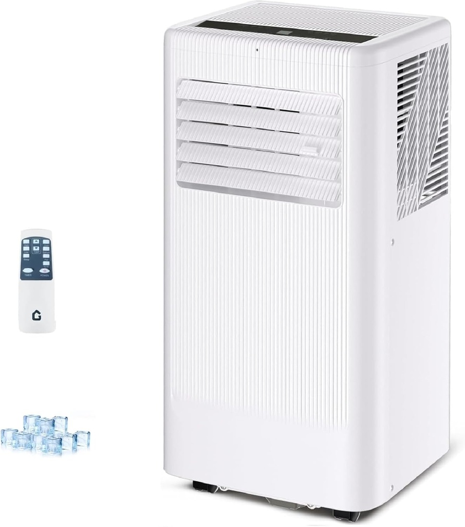 8000 BTU Portable Air Conditioner with Dehumidifier & Fan，Cools Rooms up to 420 Sq. Ft., Remote Control, LED Display ，White