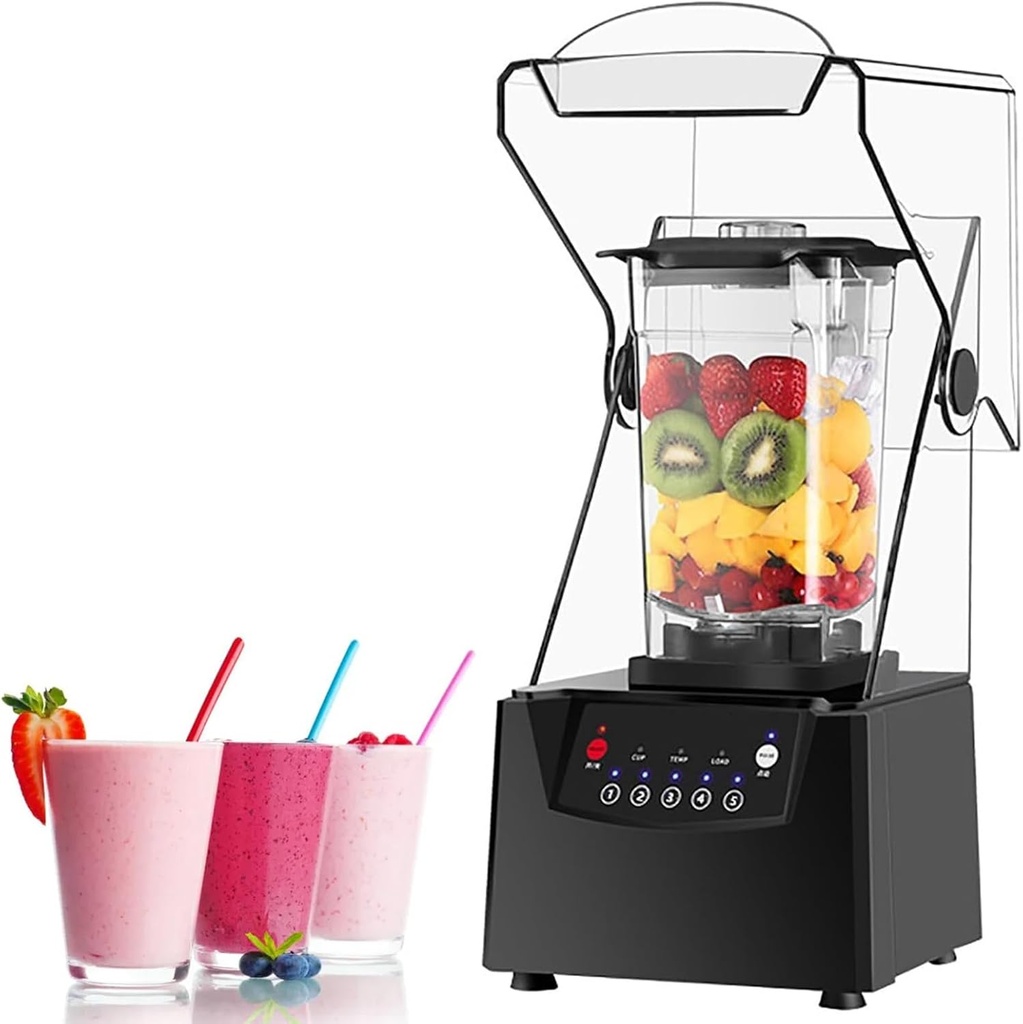 Blender Smoothie Maker, 2L Commercial Stand Mixer with Sound Enclosure, 17000rpm Blade, Ice Crusher, 5 Presets, Professional Silent Countertop Blender, Self-Cleaning, for Smoothies Fruits