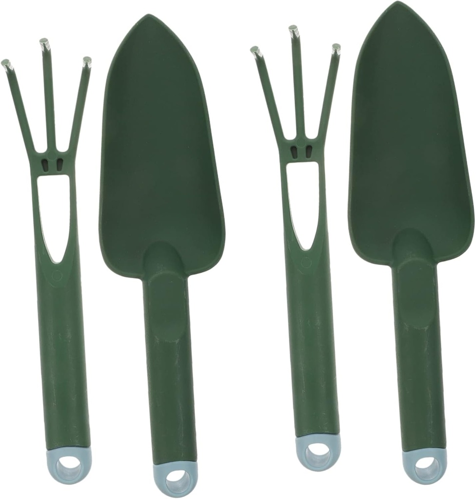 Garneck 2sets Ergonomic Garden Tools Gardening Hand Tools for Planting Includes Rake and Trowel Lightweight Plastic for Outdoor Use for Flower and Vegetable Gardening