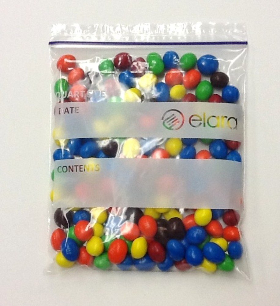 elara PB-ZQ500 Reclozables Double Zipper Resealable Poly Storage Bags, Double Track Zip Closure, Quart Capacity, 1.75 Mil, LDPE, Food Safe, BPA Free (Case of 500),1 Quart