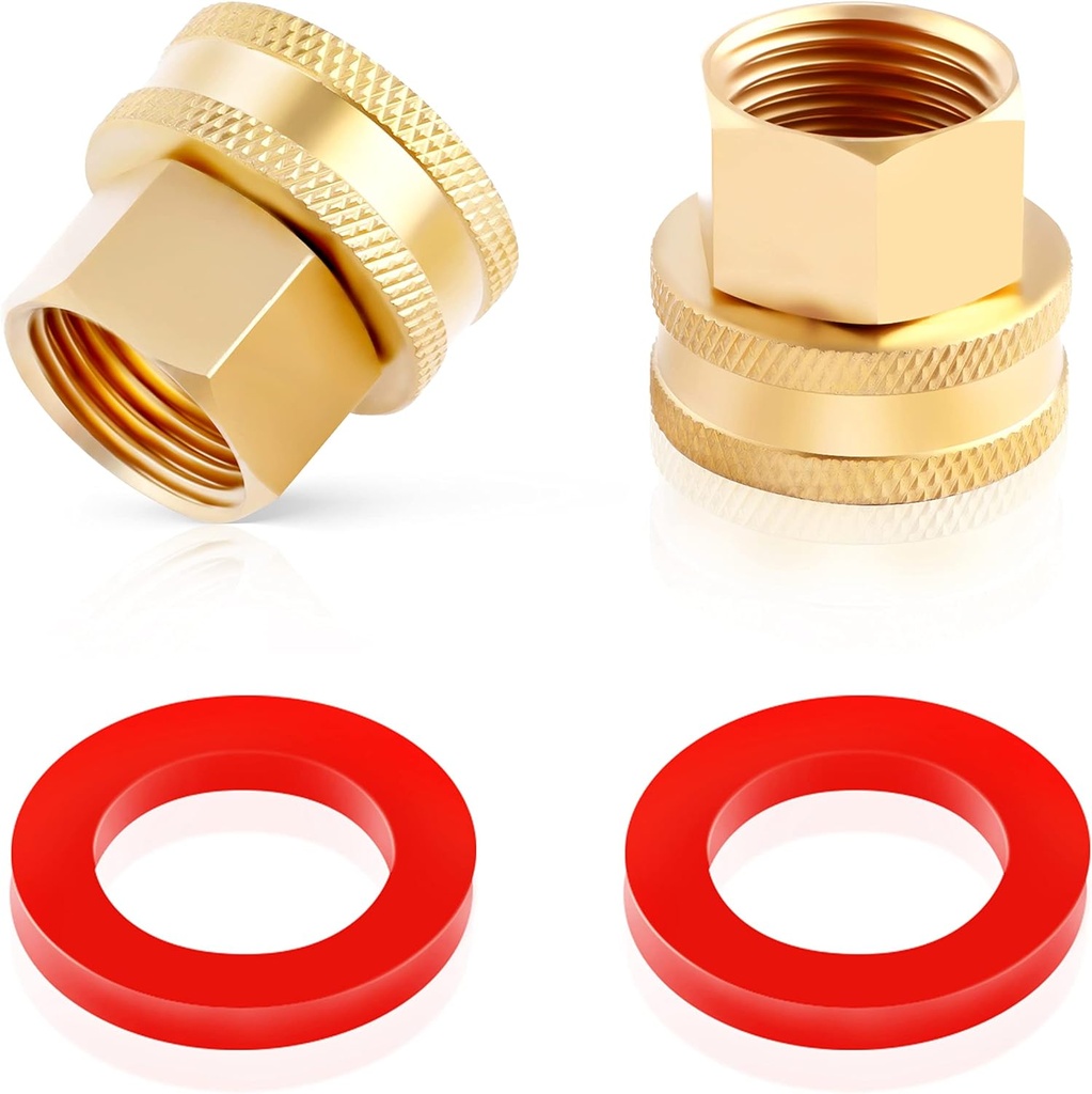 2 Pack Lead-Free Brass Garden Hose Threaded 3/4" GHT to 1/2 NPT Fitting Connect, Green Thumb Quick Swivel Connector Adapter, Double Female Thread 3/4" x 1/2" NPT Pipe