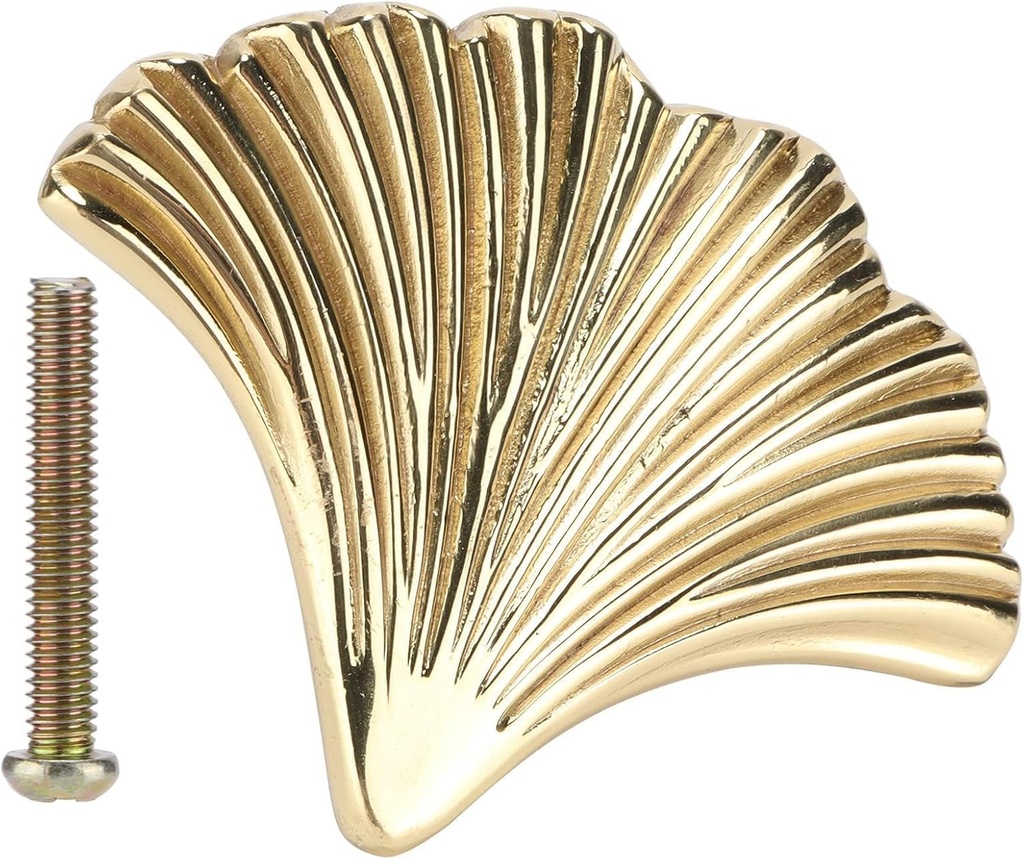 Agatige Furniture Knob Handles, Ginkgo Leaf Shape Solid Brass Cabinet Knobs Drop Pendant Pull Handle Cabinet Drawer Knobs Furniture Hardware for Kitchen Bathroom Cabinet Door Drawer, 2.6x2 Inch
