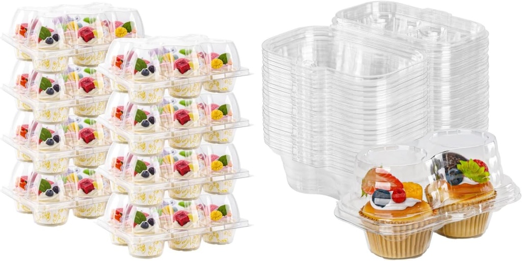Bundle of 6 Count Cupcake Containers 30 Pack Cupcake Holders and 2 Count Cupcake Containers 25 Pack Cupcake Holder
