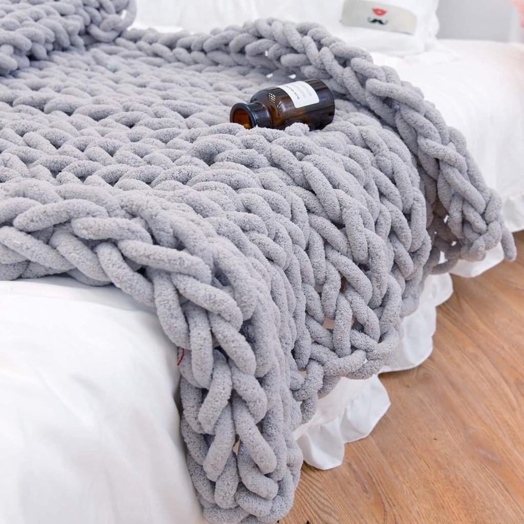 Soft Chunky Knit Blanket, Handmade Knit Blanket, Chenille Handwoven Throw Cozy Warm Blanket, Home Decor, As Sofa Blankets, Baby Air Conditioner Blanket, Photography Blanket,Bedding,Carpets