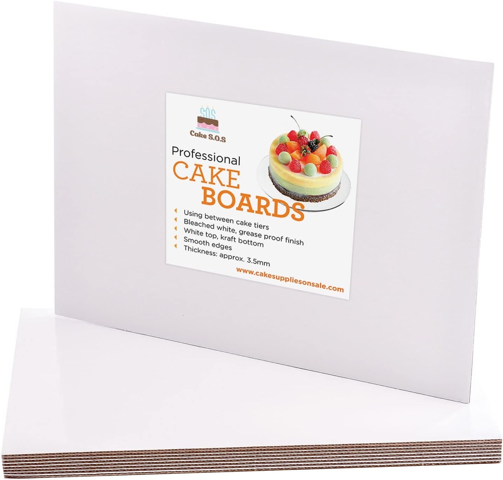 14 x19 inches Rectangle White, Waxed Greaseproof Finish, Board cardboard, Sturdy Corrugated CakeBoard, Pack of 25