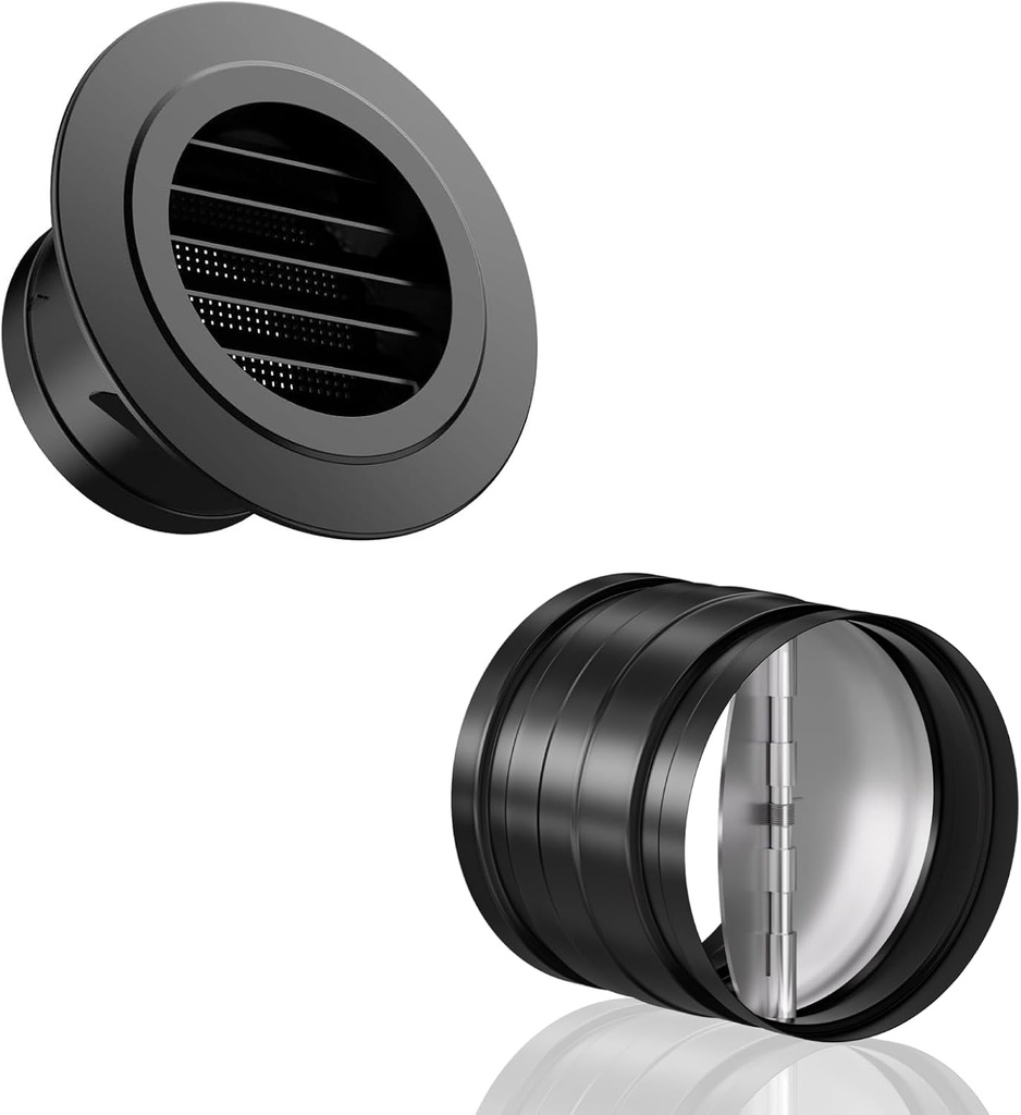 Hon&Guan Soffit Vents 4 Inch with 4 Inch Backdraft Damper-Black