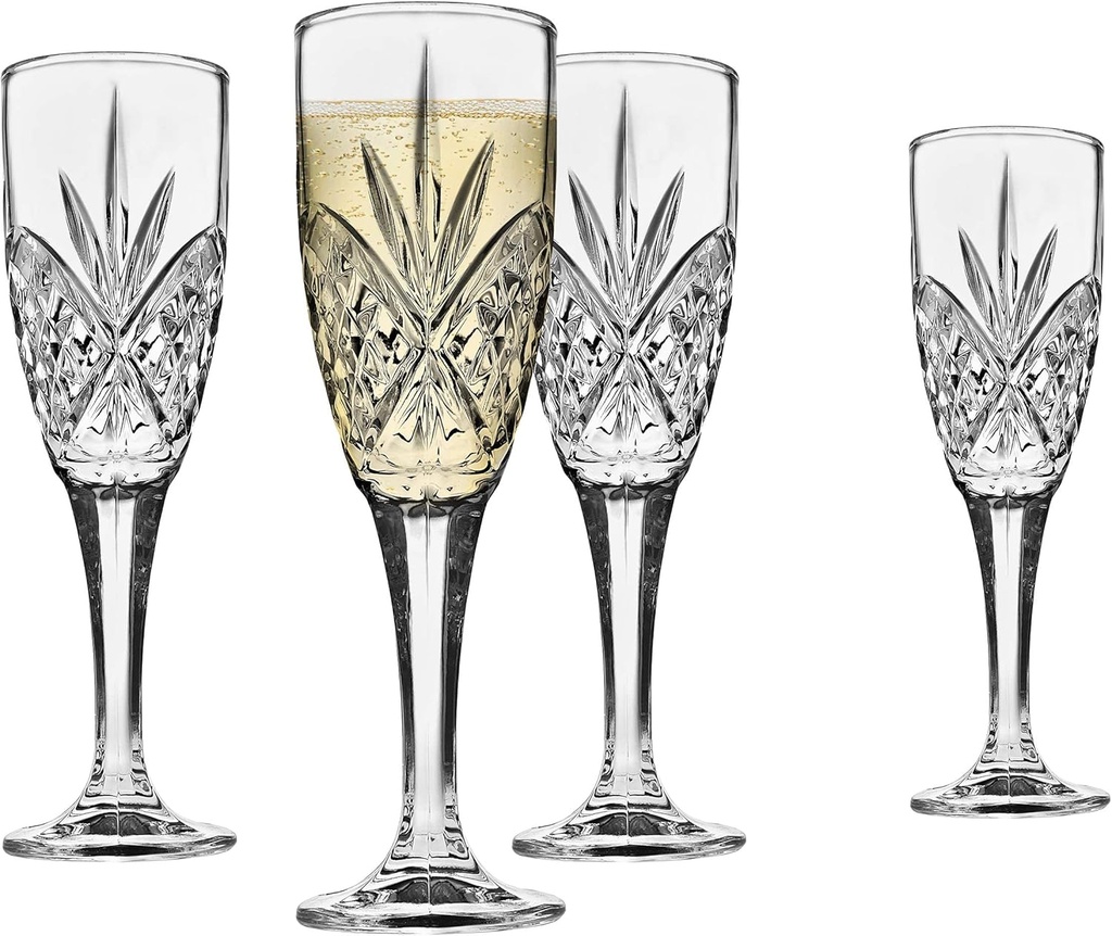 Godinger Dublin Crystal Champagne Flutes - Set of 4, 6 ounce