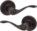 Kwikset Balboa Entry Door Handle with Lock and Key, Secure Keyed Reversible Lever Exterior, for Front Entrance and Bedrooms, Venetian Bronze, Pick Resistant Smartkey Rekey Security and Microban