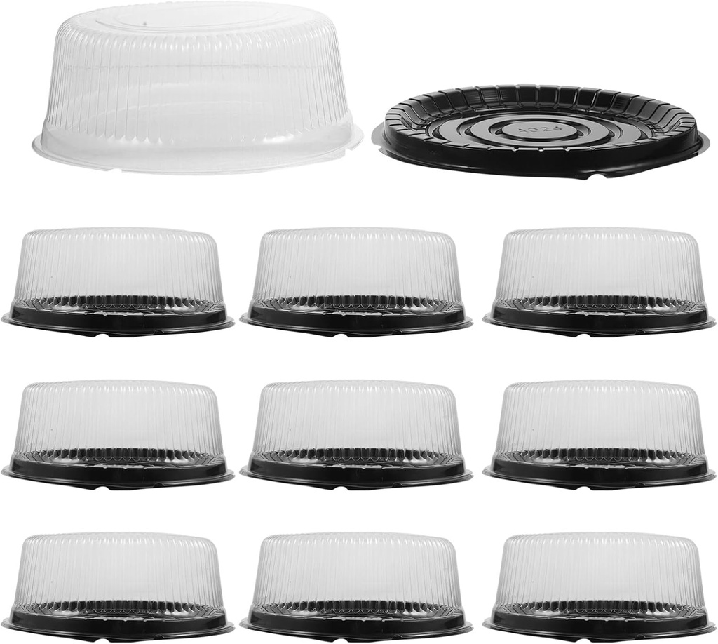 Hemoton 10pcs Plastic Disposable Cake Containers Carriers with Dome Lids and Cake Boards Round Cake Carrier for Transport, Storing, Display Cakes 8 inch