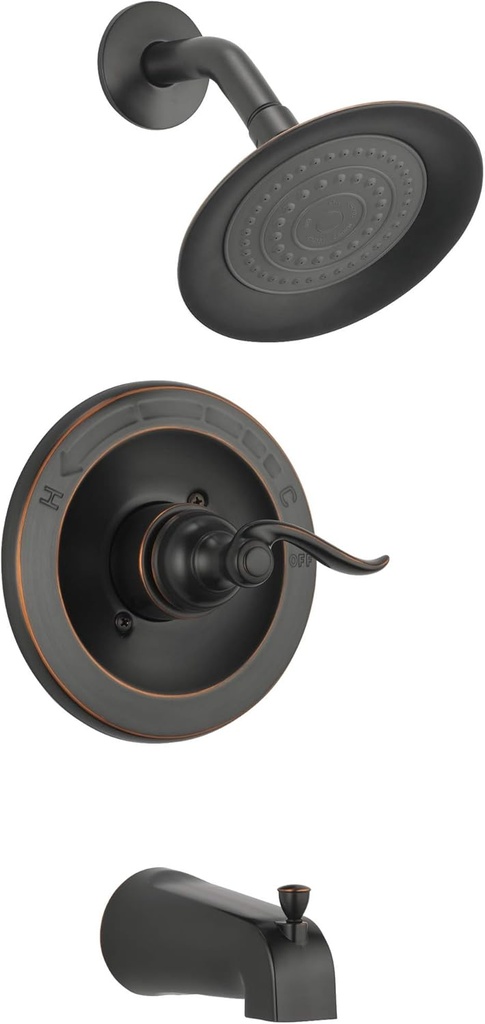 Delta Windemere 14 Series Bathtub and Shower Faucet Set, Oil Rubbed Bronze Shower Head and Handle Set, Valve Trim Kit, Oil Rubbed Bronze BT14496-OB (Valve Not Included)