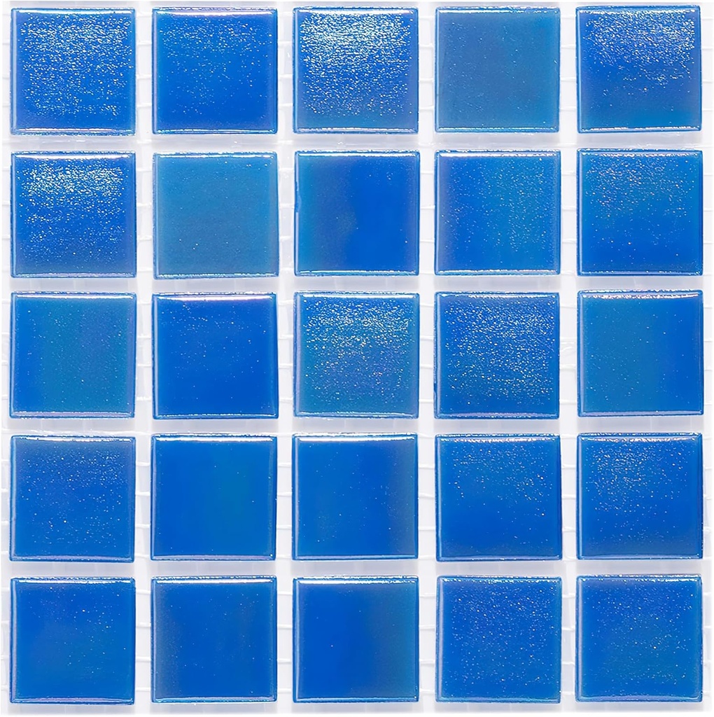 URBN Contemporary Ocean Blue Iridescent Glass Mosaic Tile for Indoor and Outdoor - Sample Tile (4-1/3 inches x 4-1/3 inches, 0.13 SQ FT)
