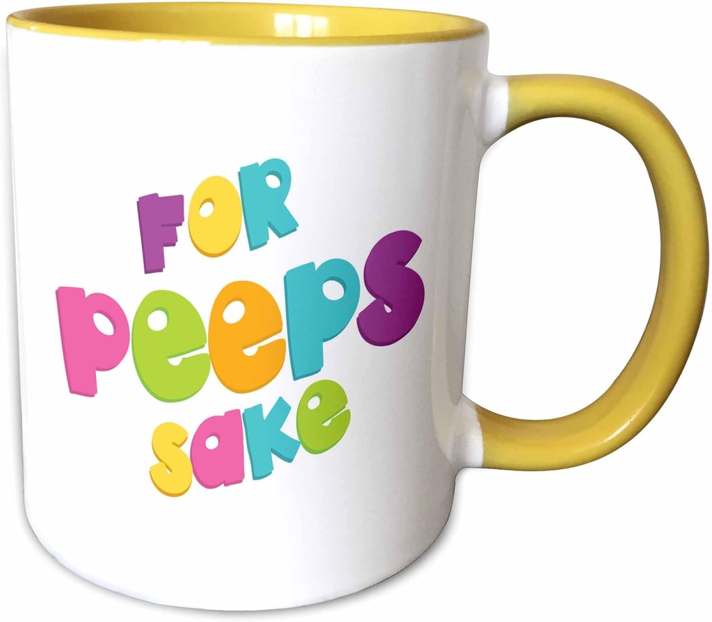 3dRose For Peeps Sake Easter Saying 15oz Two-Tone Yellow Mug
