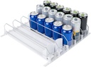 Drink Organizer for Fridge - Self Pushing Glide Refrigerator Drink Organizer, Adjustable Width Soda Dispenser Spring Loaded Beverage Storage, 5 Row