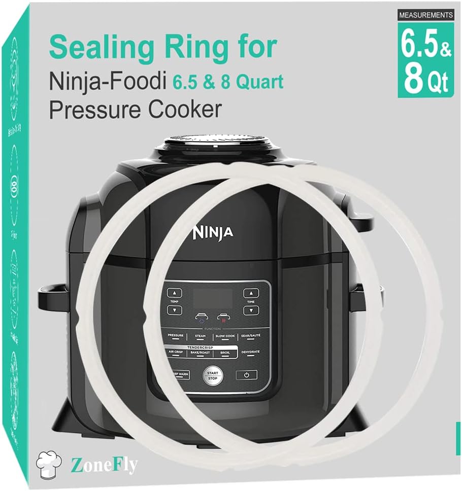 Original Ninja Foodi Sealing Ring Silicone Gasket for Ninja Foodi FD401/FD302/OS401/OS301/OP401/OP302 Pressure Cooker 6.5 Qt and 8 Quart Replacement Gasket Air Fryer Parts - 2 Pack