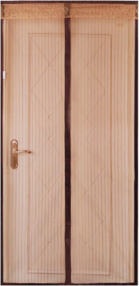 Home-organizer Tech Magnetic Screen Door with Heavy Duty Mesh Curtain Screen Door Mesh Mosquito Screen, Full Frame Magic Strap Fit Doors Up to 36-82 Inch Max (Coffee)