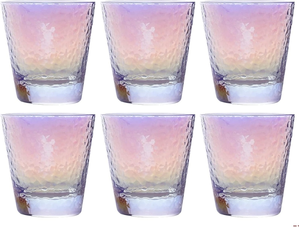 Water Glasses Hammerte Colourful Glass Bowls Set of 6 8.7 oz Optional Lead-Free Drink Glassware Coloured Glass Set Drinking Glasses