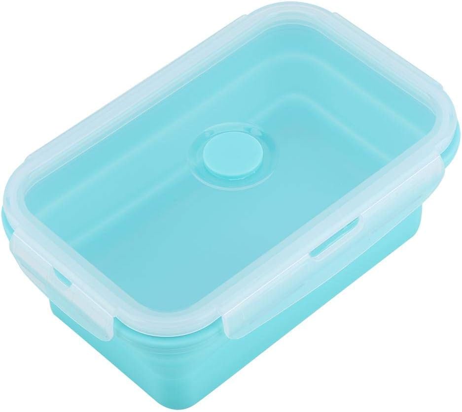 Fdit 4 Size Silicone Collapsible Portable Lunch Box Bowl Boxes Folding Food Container Lunchbox 350/500/800/1200ml(Green 1200ml)
