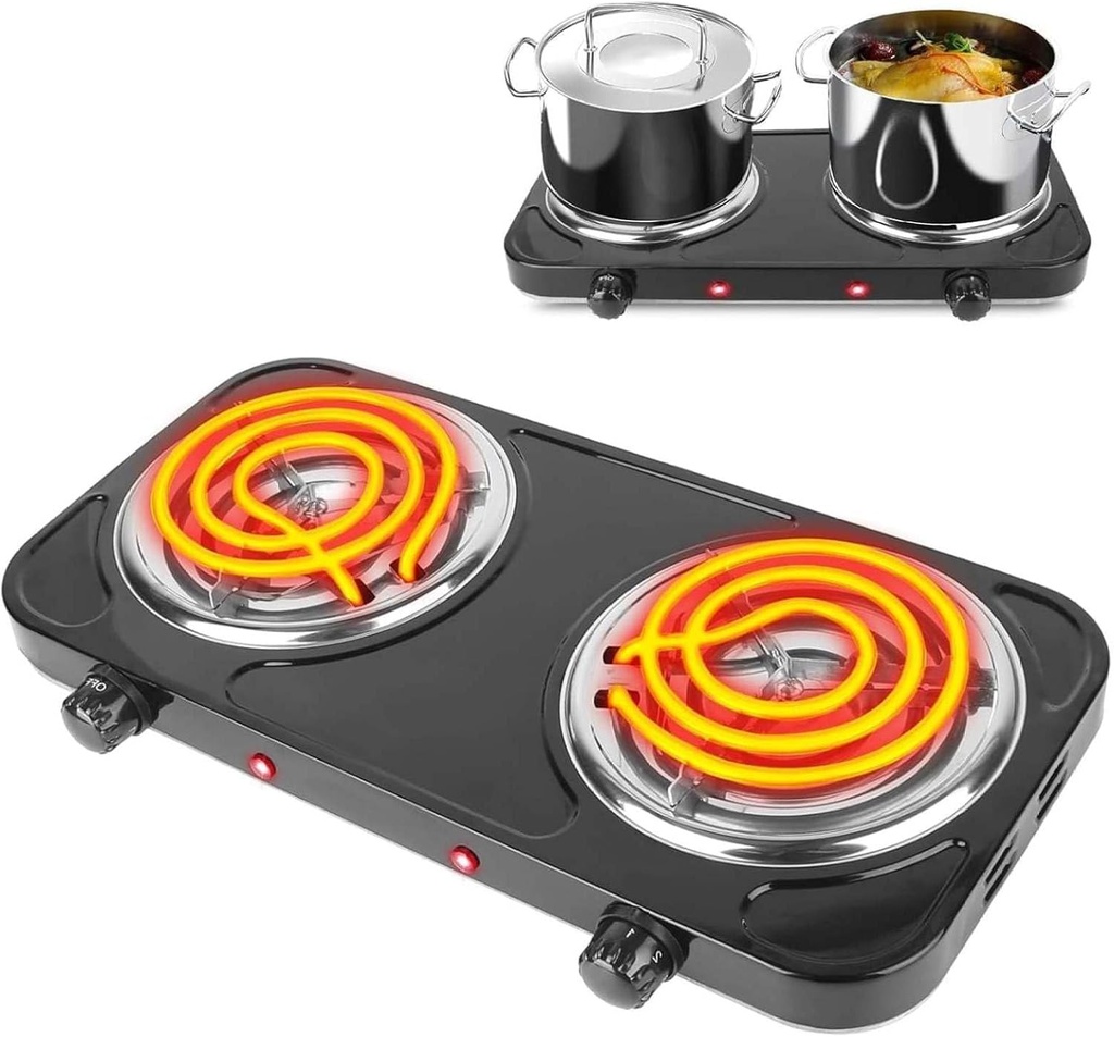 Portable Electric Stove, 2000W Double Burner Cooktop