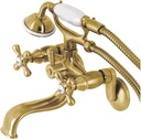 Kingston Brass KS226SB Kingston Wall Mount Tub Faucet with Hand Shower, Brushed Brass