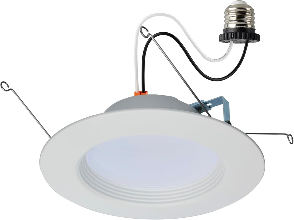 Satco LED Retrofit Downlight with Stepped Baffle, CCT Selectable 2700K/3000K/3500K/4000K/5000K, 5-6 Inch Round, White