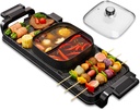 2 in 1 Hot Pot with Grill, Electric Hot Pot 2 in 1 Hot Pot BBQ Grill, Removable Hotpot Pot 2800W /Large Capacity Power Separate Temperature Control, Electric Grill for 2-10 People