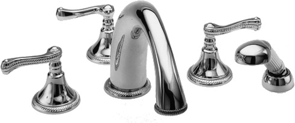 Newport Brass 3-1027 Amisa Triple Handle Roman Tub Faucet with Handshower and Me, Polished Chrome