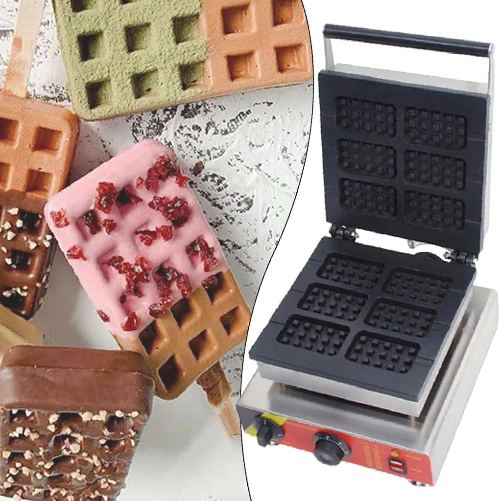 Non-Stick Waffle Baking Machine, Commercial Electric Waffle Maker, Electric Indoor Waffle Maker with Non-Stick Pan, 122-572℉ Knob Temperature Controlled,200V