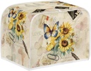 Toaster Dust Cover 4 Slice, Microwave Oven Grill Cover - Stain Resistant Dustproof Kitchen Small Appliance With Top Handle, Butterfly Sunflower Retro
