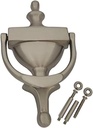 QCAA Solid Brass Door Knocker, 7", Satin Nickel, Made in Taiwan, 1 Pack