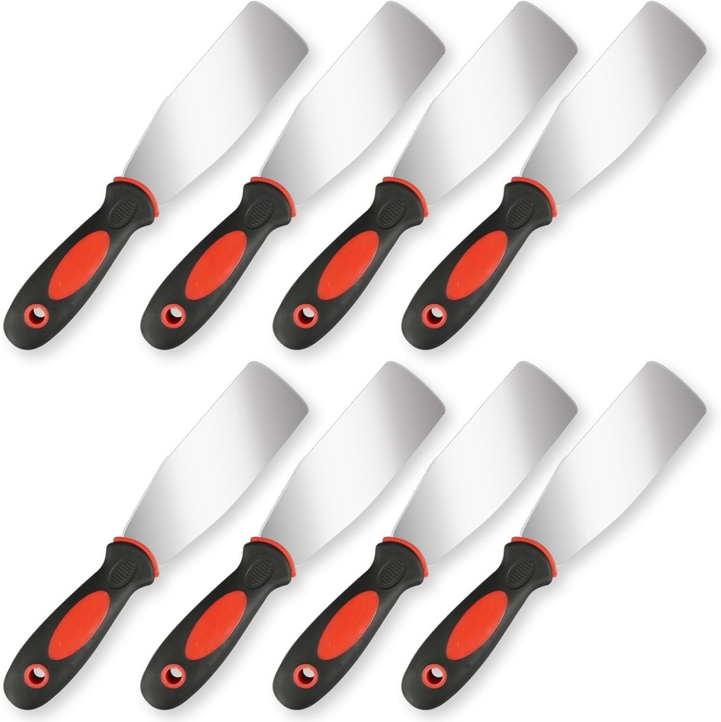 8 Pcs 2'' Lawn Mower Maintenance Deck Scrapers with Non-Slip Rubber Handle 10.25 x 2 inch Stainless Steel Lawn Mower Tool Heavy Duty Deck Remover Accessories for Cleaning Dead Grass Putty