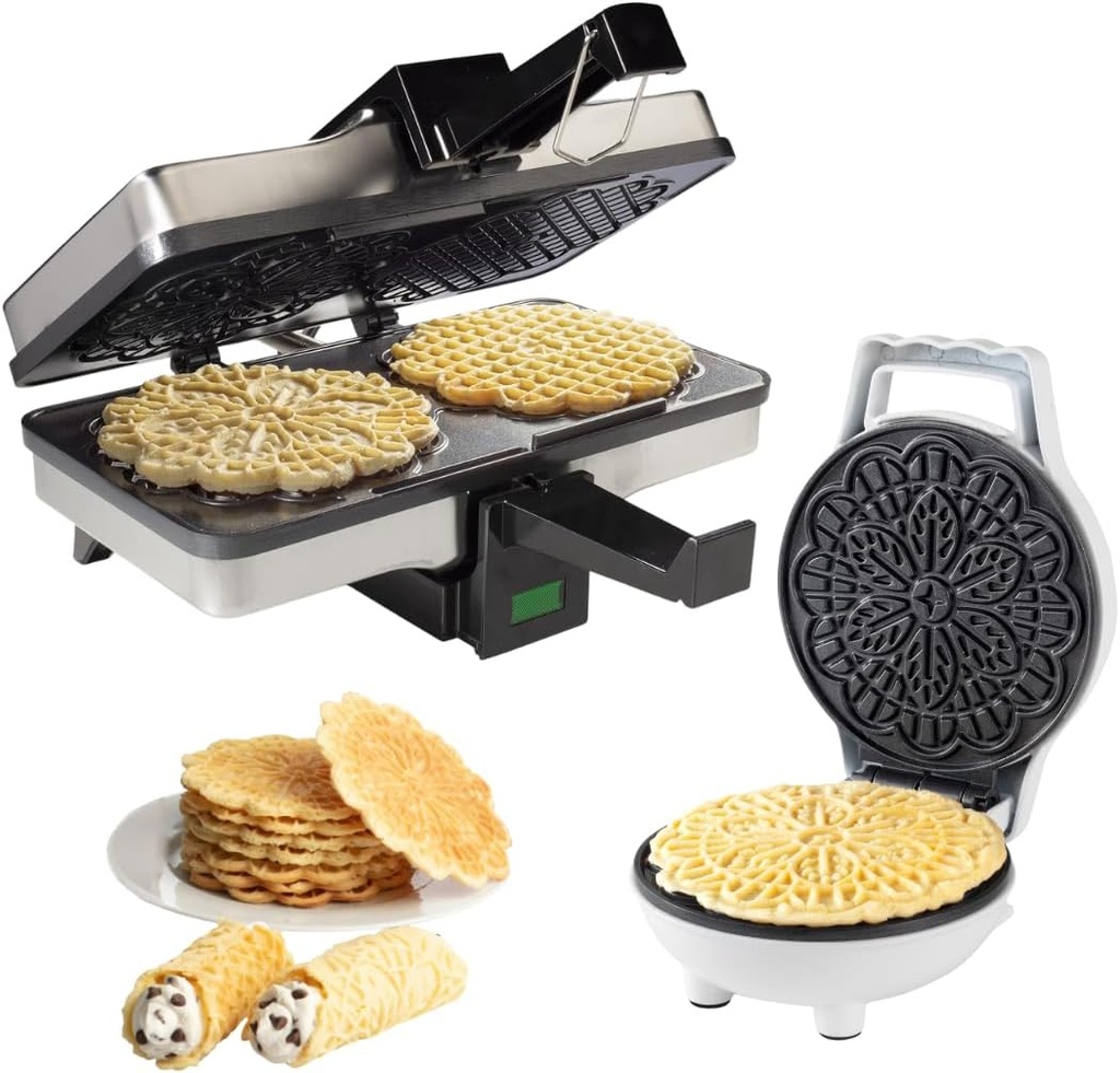 CucinaPro Pizzelle Maker 2 Pack Set– Nonstick Pizzelle Baker & Mini Italian Waffle Iron Press, Easy to Use Duo for Thin Crisp Cookies & Unique Dessert Treats, Gift Bundle for Home, Kitchen Must Have