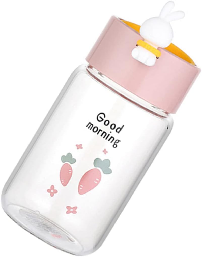 1pc Cartoon Rabbit Glass Water Bottle Cute Drinking Cup for Milk Tea and Juice Safe and Easy to Clean Design for Home Office and Travel