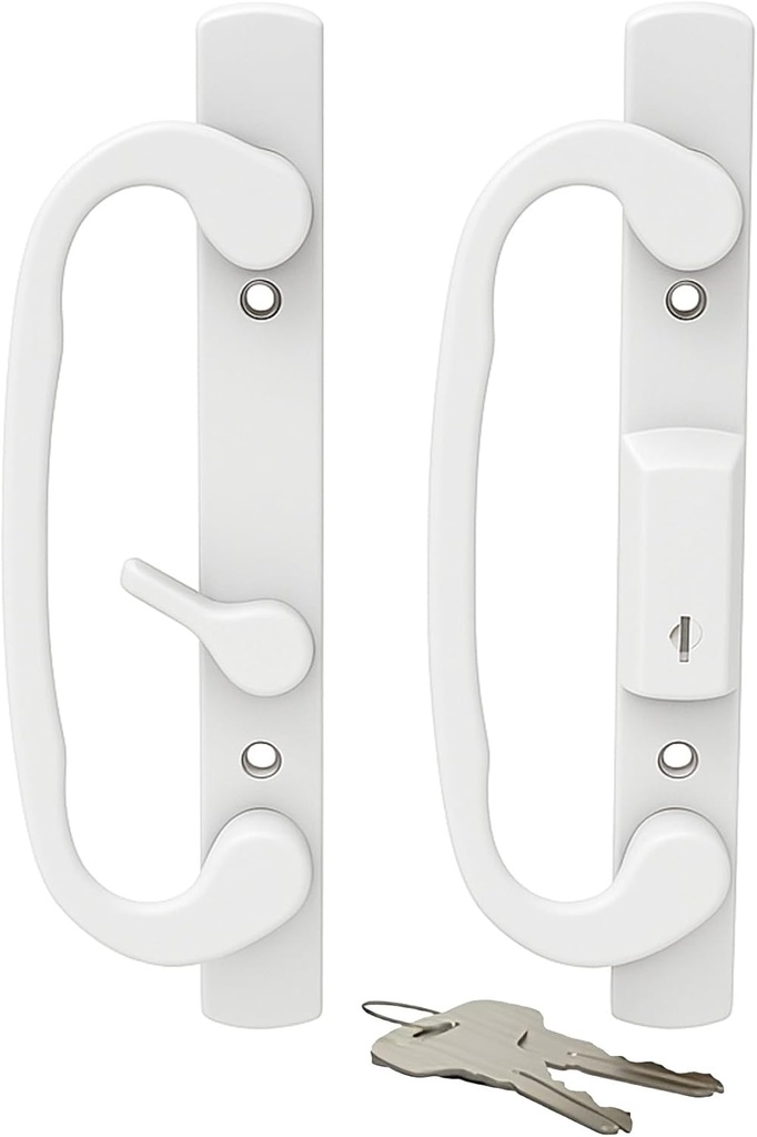 Brixwell Patio Door Handle Offset Latch, White Finish, Zinc Material, 3-15/16" Center-to-Center, 8-1/2" Height, 1" Width, Residential and Commercial Use