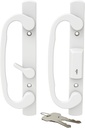 Brixwell Patio Door Handle Offset Latch, White Finish, Zinc Material, 3-15/16" Center-to-Center, 8-1/2" Height, 1" Width, Residential and Commercial Use