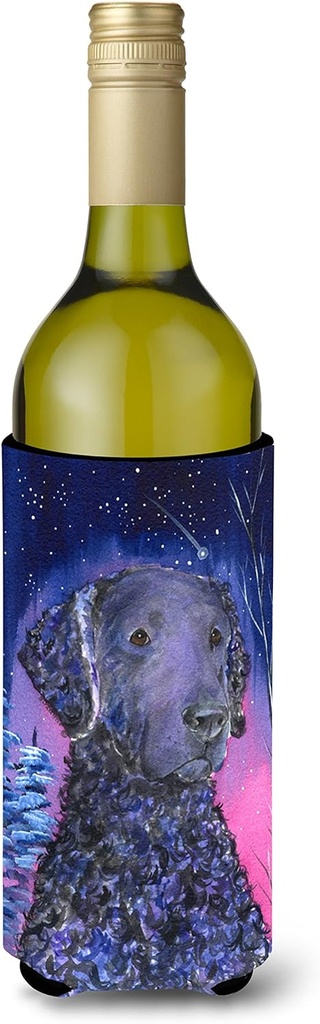 Caroline's Treasures SS8354LITERK Starry Night Curly Coated Retriever Wine Bottle Hugger Bottle Cooler Sleeve Hugger Machine Washable Collapsible Insulator Beverage Insulated Holder