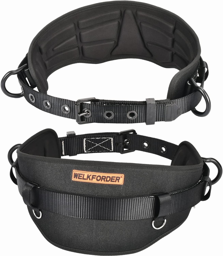 Tongue Buckle Body Belt (Aluminum Hardware) With Hot-Pressing Waist Pad and 2 Aluminum Side D-Rings Personal Protective Equipment | Waist Fitting Size 32'' to 50''