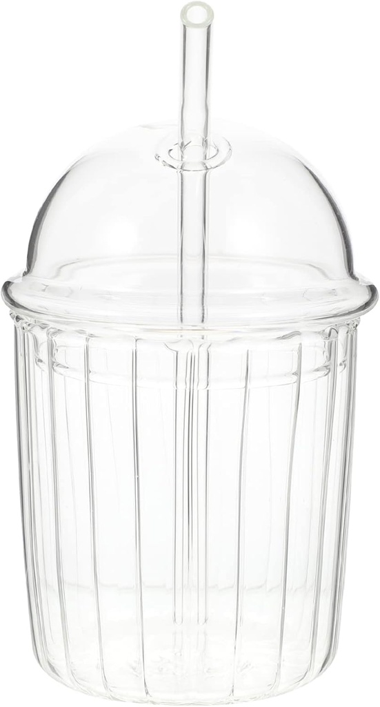 Kichvoe 1set Transparent Water Bottle Lid and Straw Portable Travel Cup for Juice Tea and for Camping and Outdoor Use