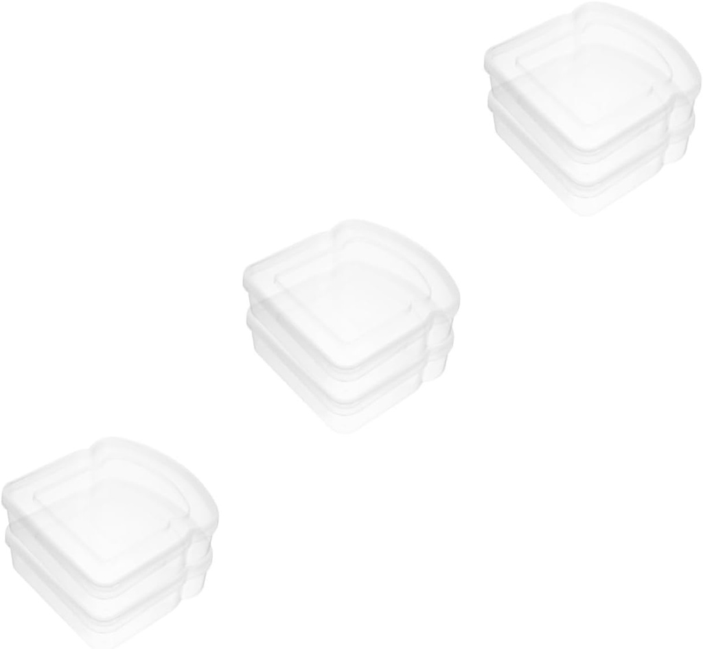 6pcs Portable Transparent Sandwich Storage Box Reusable Airtight Container for Bread Toast and Sandwiches Compact Design for Easy Carrying and Quick Food Inspection