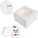 12 Inch Cake Boxes with Boards, Round Cake Drum White 1-Pack, Disposable Cake Container with Lid Tall Cake Carriers with Window, for Multi-Layer Cake, Donuts, Pies, Cookies, Wedding, Birthday, Party