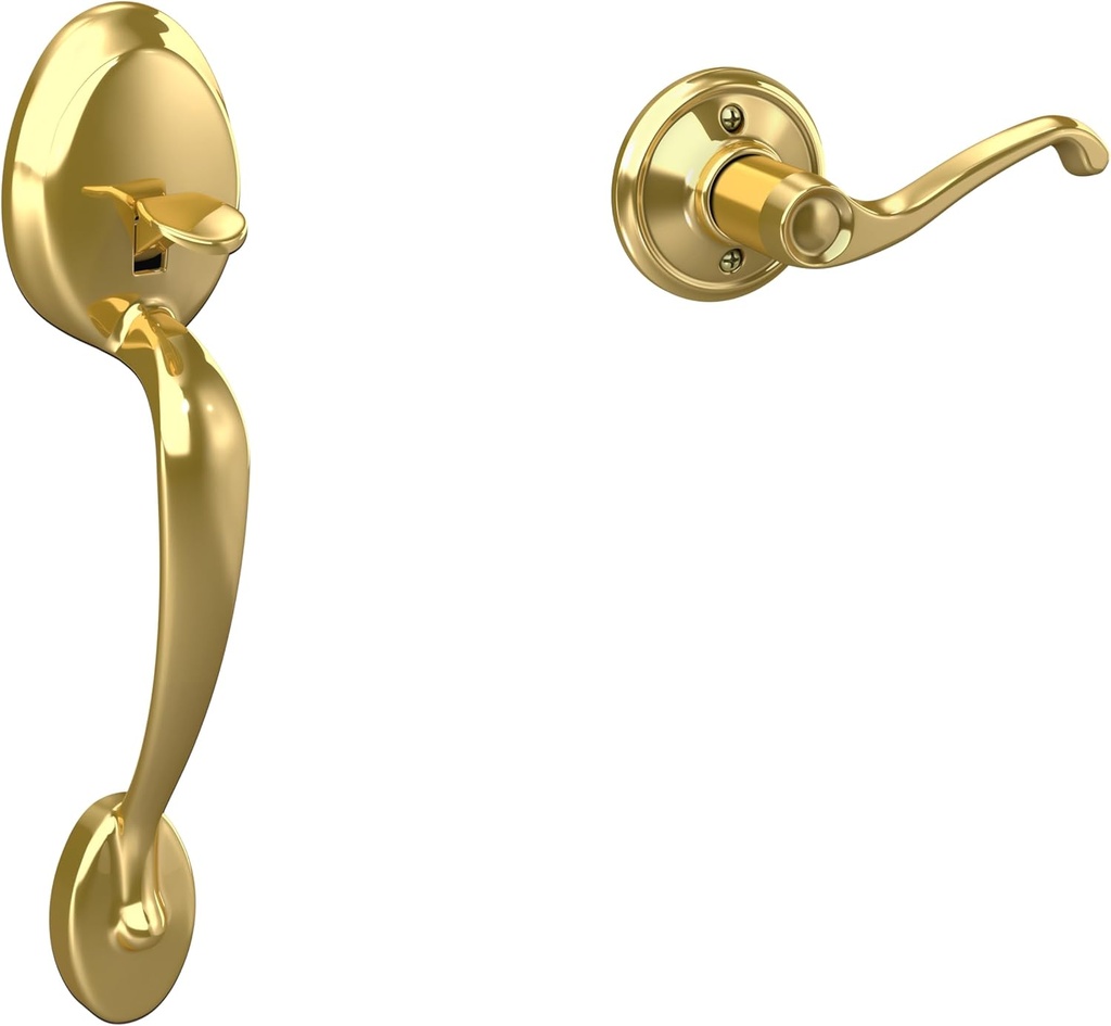 Schlage Lock Company Plymouth Front Entry Handle Flair Left-Handed Interior Lever (Bright Brass) FE285 PLY 505 FLA 605 LH - LOCK FE285 PLY 505 FLA 605 LH