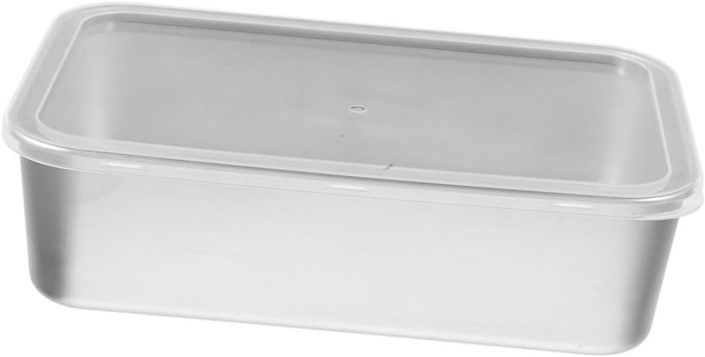 PRETYZOOM Stainless Steel Cake Pan with Clear Lid Tiramisu Baking Tray Heavy Duty Cake Box for Picnics Cakes Bread Food Storage Accessories