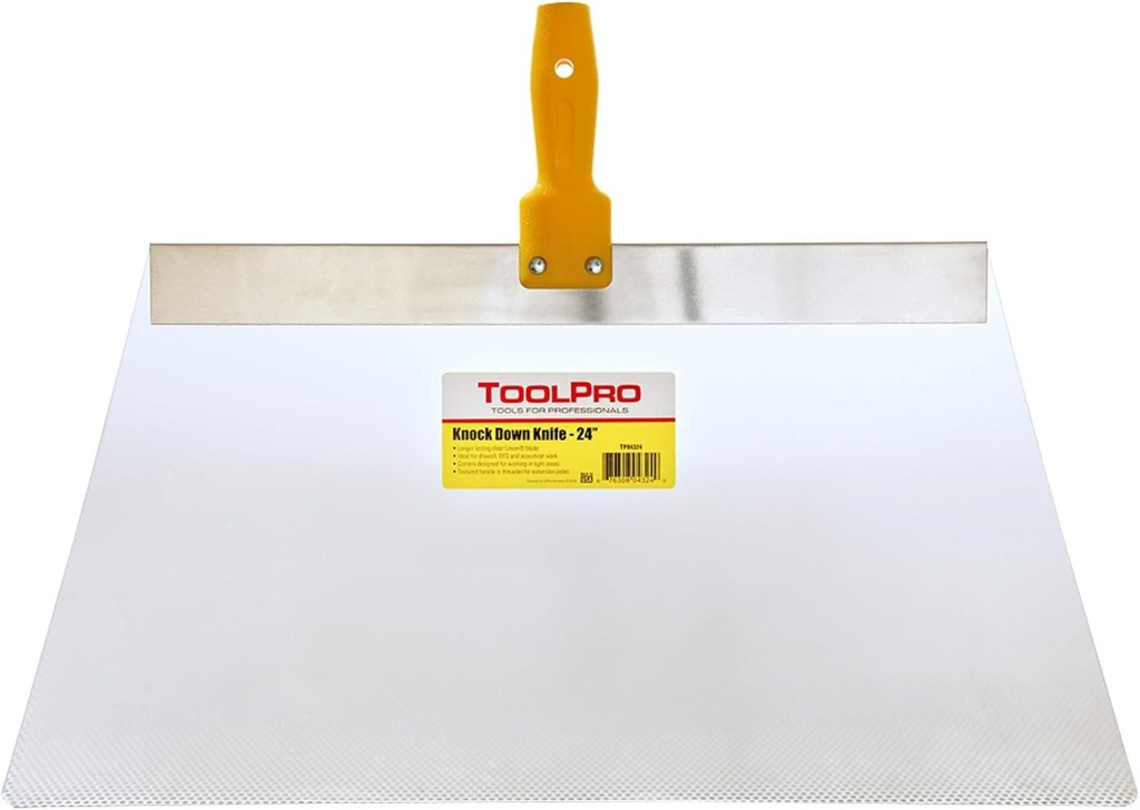 ToolPro Professional Grade Knockdown Knife with Flexible Blade for Drywall Finishing - Easy to Clean- Durable - Compatabile with Extension Poles (24 in.)