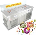 Kolice ETL Commercial 21x21 inches Double Square Pans Fried Ice Cream Machine, Roll Ice Cream Machine-10 pcs Refrigerated Buckets, Auto Defrost, Full Transperant Sneeze Guard