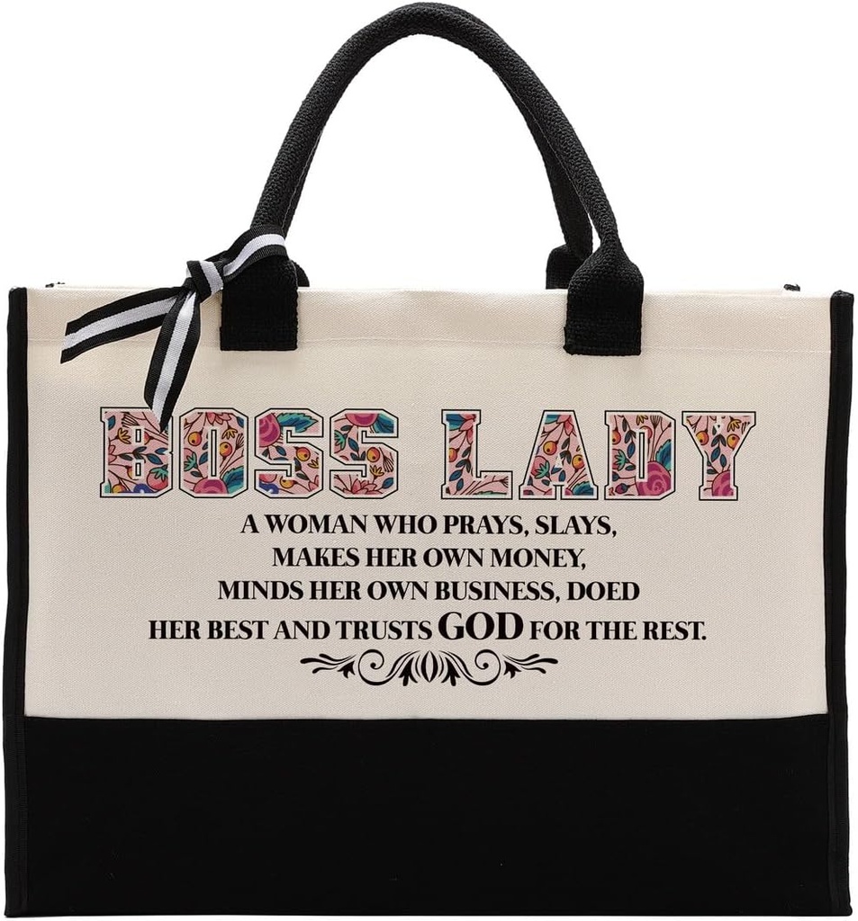 Cotton Canvas Tote for Women - Reusable Beach Bag & Gift for Boss/Mom/Co-worker